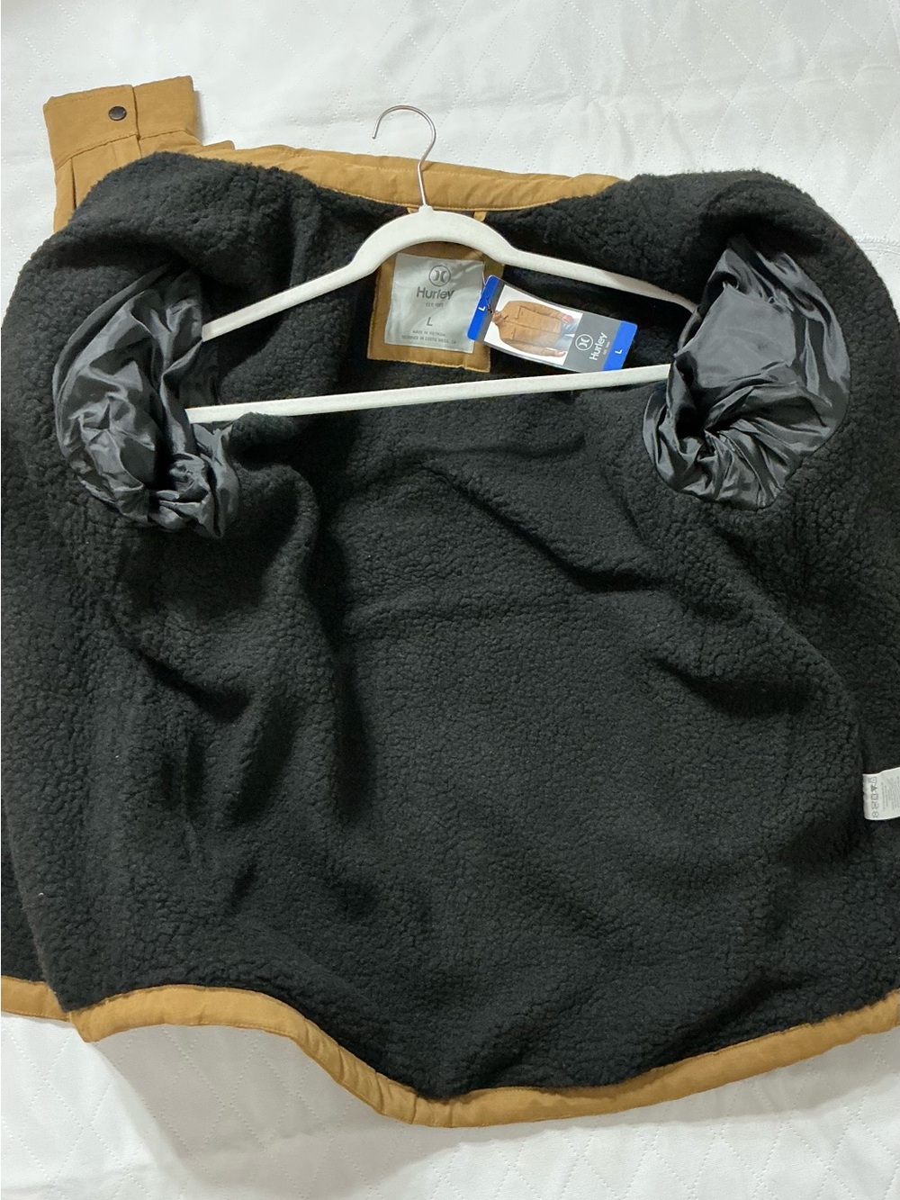 NWT Hurley Men’s Sherpa Lined Quilted Canvas Shacket Jacket Tan L - Picture 14 of 14